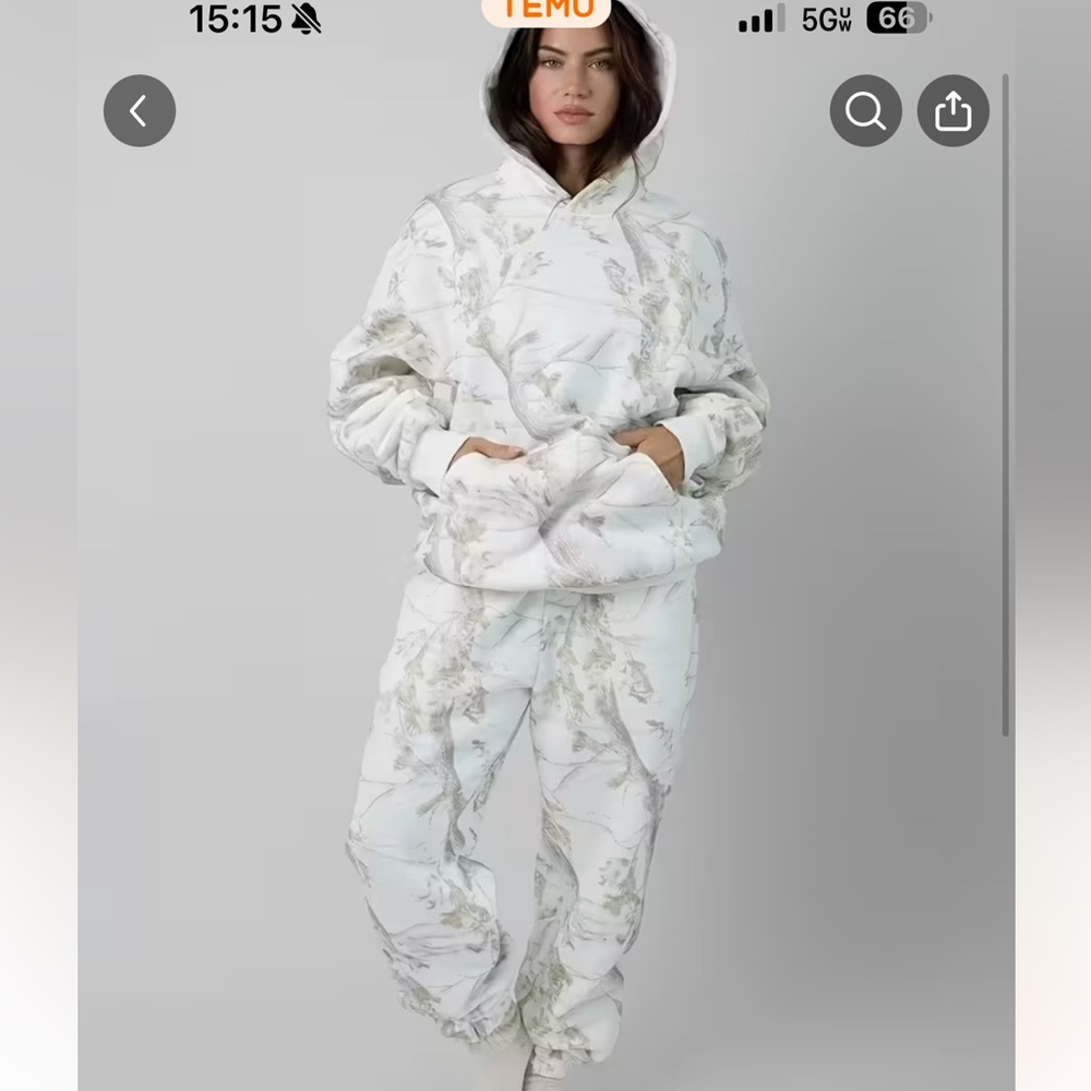 Women's Fleece Lounge Set - White Camo